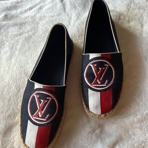 Louis Vuitton blue red and white  LV Monogram Espadrilles Flats -authentic